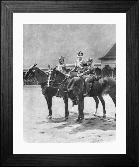Framed Print : La Roumanie dans la Guerre; Les souverains de Roumanie et leur second fils pendant une revue a Buca Creator: Unknown Framed Print : La Roumanie dans la Guerre; Les souverains de Roumanie et leur second fils pendant une revue a Buca Creator: Unknown