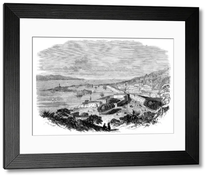 Framed Print : View of Messina - from a drawing by Mr. Wreford, 1860. Creator: Unknown