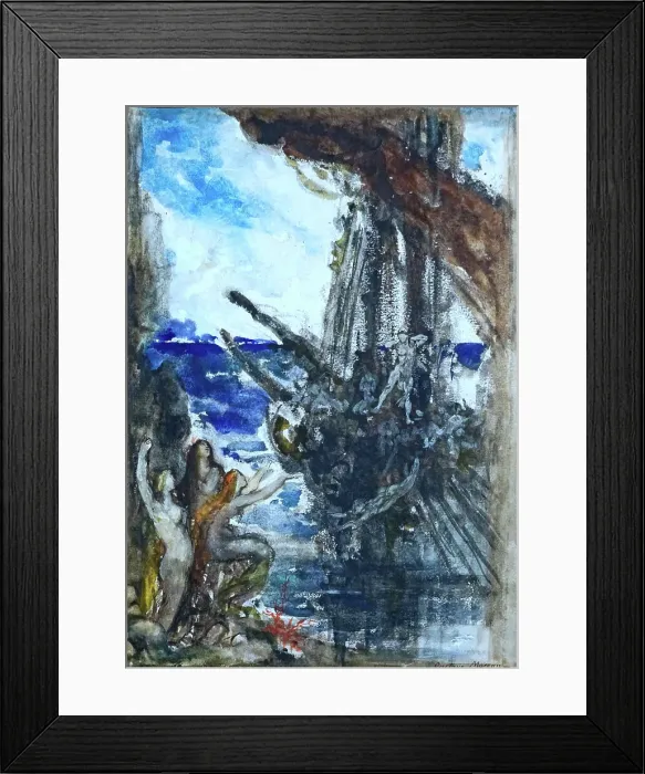 Framed Print : Ulysse et les Sirènes (Ulysses and the Sirens). Creator: Moreau, Gustave (1826-1898) Framed Print : Ulysse et les Sirènes (Ulysses and the Sirens). Creator: Moreau, Gustave (1826-1898)