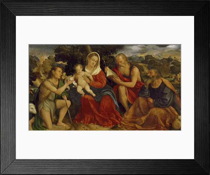 Framed Print : The Holy Family with Saints John the Baptist and Jerome, 1520-1525. Creator: Giampietro Silvio Framed Print : The Holy Family with Saints John the Baptist and Jerome, 1520-1525. Creator: Giampietro Silvio