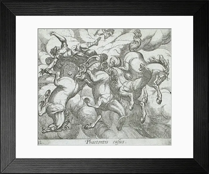 Framed Print : The Death of Phaeton, published 1606. Creators: Antonio Tempesta, Wilhelm Janson Framed Print : The Death of Phaeton, published 1606. Creators: Antonio Tempesta, Wilhelm Janson
