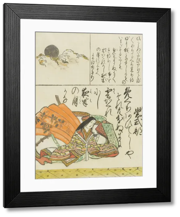 Framed Print : Murasaki Shikibu, c1670. Creator: Hishikawa Moronobu Framed Print : Murasaki Shikibu, c1670. Creator: Hishikawa Moronobu