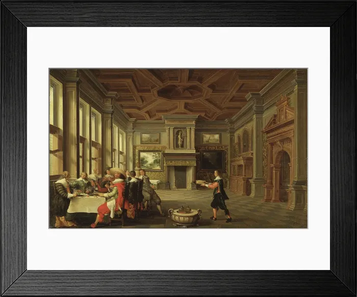 Framed Print : Distinguished Dinner Company in an Interior, 1631. Creator: Dirck van Delen Framed Print : Distinguished Dinner Company in an Interior, 1631. Creator: Dirck van Delen