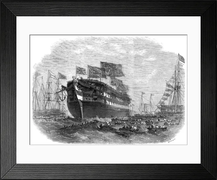 Framed Print : Launch of the screw line-of-battle ship Anson at Woolwich, 1860. Creator: Smyth. Launch of the screw line-of-battle ship Anson at Woolwich, 1860. Creator: Smyth Framed Print : Launch of the screw line-of-battle ship Anson at Woolwich, 1860. Creator: Smyth. Launch of the screw line-of-battle ship Anson at Woolwich, 1860. Creator: Smyth