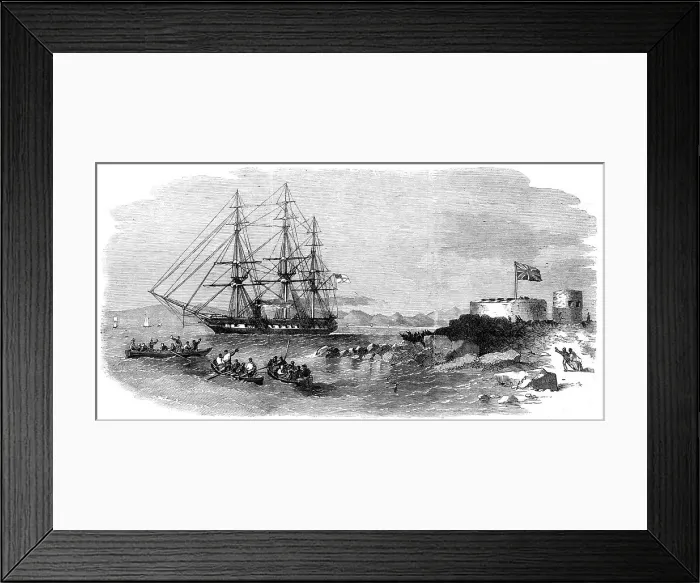 Framed Print : H.M.S. Euryalus, with Prince Alfred on board, entering Simon's Bay, 1860. Creator: Unknown. H.M.S. Euryalus, with Prince Alfred on board, entering Simon's Bay, 1860. Creator: Unknown