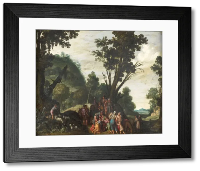 Framed Print : The Meeting of Jacob and Esau, c.1610-1620. Creator: Jacob Symonsz. Pynas Framed Print : The Meeting of Jacob and Esau, c.1610-1620. Creator: Jacob Symonsz. Pynas