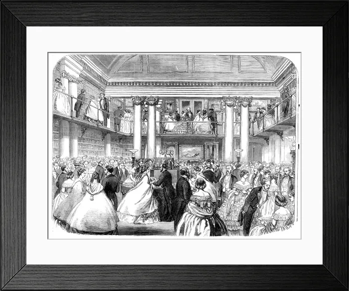 Framed Print : Literary reunion in Mr. Mudie's new hall, 1860. Creator: Unknown Framed Print : Literary reunion in Mr. Mudie's new hall, 1860. Creator: Unknown