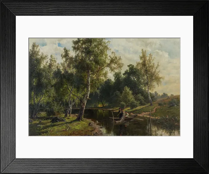 Framed Print : Fishing, 1879. Creator: Johan Edvard Bergh Framed Print : Fishing, 1879. Creator: Johan Edvard Bergh