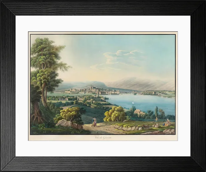 Framed Print : View of Geneva. Creator: Faizan, Alexandre (1791-1871)