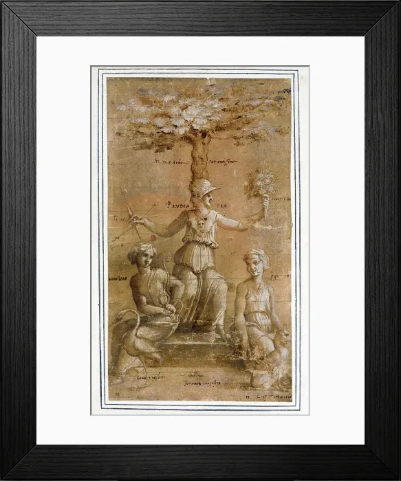 Framed Print : An Allegory of Prudence, between circa 1518 and circa 1520. Creator: Baldassare Peruzzi Framed Print : An Allegory of Prudence, between circa 1518 and circa 1520. Creator: Baldassare Peruzzi