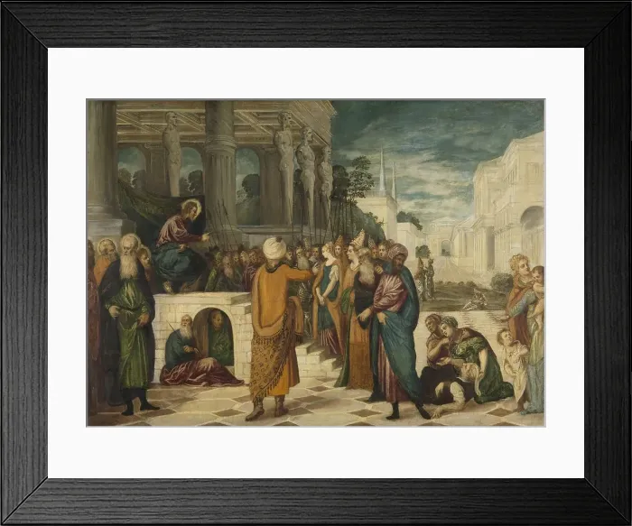 Framed Print : Christ with the Adulterous Woman, 1550-1580. Creators: Jacopo Tintoretto, Workshop of Tintoretto Framed Print : Christ with the Adulterous Woman, 1550-1580. Creators: Jacopo Tintoretto, Workshop of Tintoretto