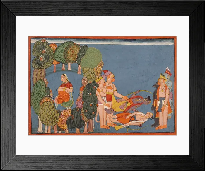 Framed Print : Sita in the Forest Grove (left); Rama and Lakshmana Stricken (right)... between c1700 and c1710. Creator: Unknown