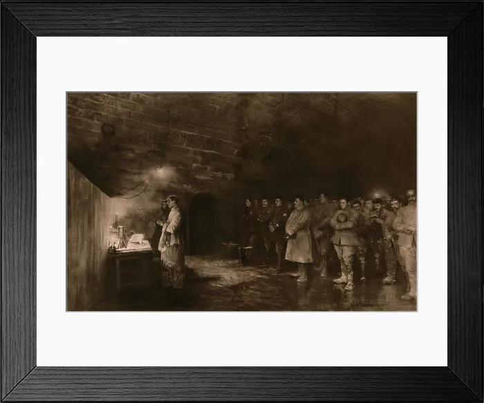 Framed Print : Noel, au fort de Douaumont; La messe de minuit du 25 decembre 1916, dans une casemate du fort, 191 Creator: Unknown Framed Print : Noel, au fort de Douaumont; La messe de minuit du 25 decembre 1916, dans une casemate du fort, 191 Creator: Unknown