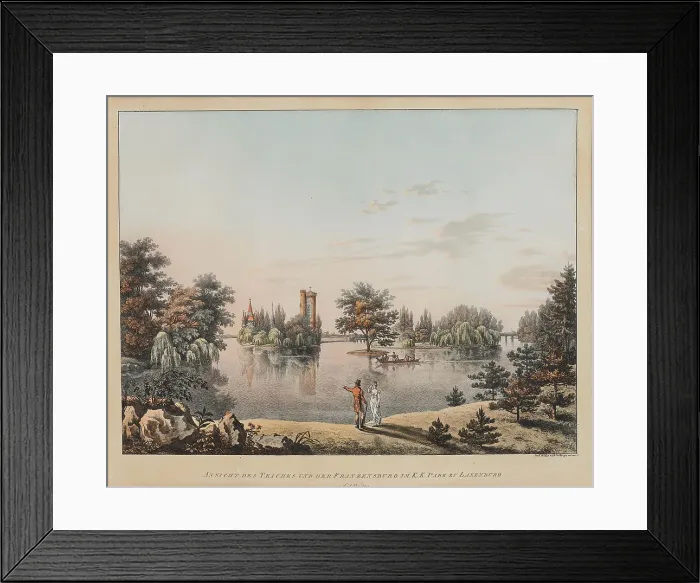 Framed Print : View of the Franzensburg in the castle gardens of Laxenburg, 1815. Creator: Welker, Ernst (1784-1857) Framed Print : View of the Franzensburg in the castle gardens of Laxenburg, 1815. Creator: Welker, Ernst (1784-1857)