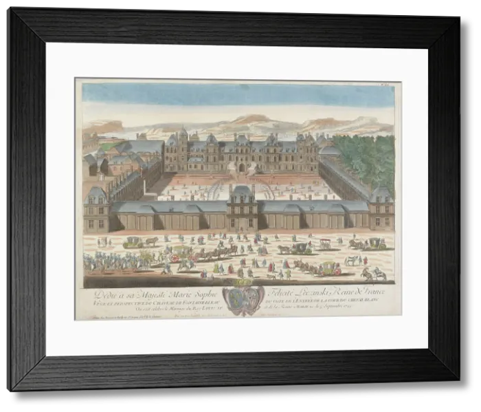 Framed Print : View of the Palace of Fontainebleau, 1725. Creator: Aveline, Antoine (1691-1743) Framed Print : View of the Palace of Fontainebleau, 1725. Creator: Aveline, Antoine (1691-1743)