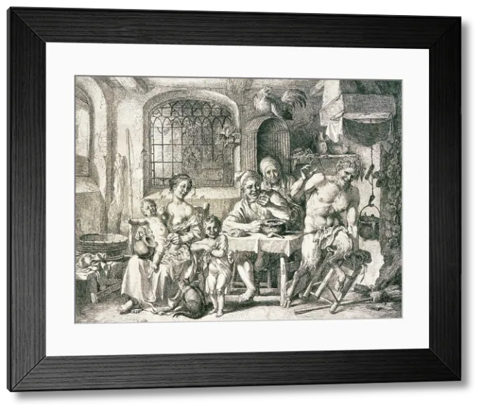Framed Print : Satyr and Peasants, 1739. Creator: Christian Wilhelm Ernst Dietrich Framed Print : Satyr and Peasants, 1739. Creator: Christian Wilhelm Ernst Dietrich