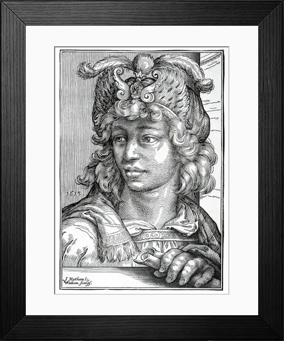 Framed Print : Young Man with a Turban, 1613. Creator: Christoffel van Sichem I Framed Print : Young Man with a Turban, 1613. Creator: Christoffel van Sichem I