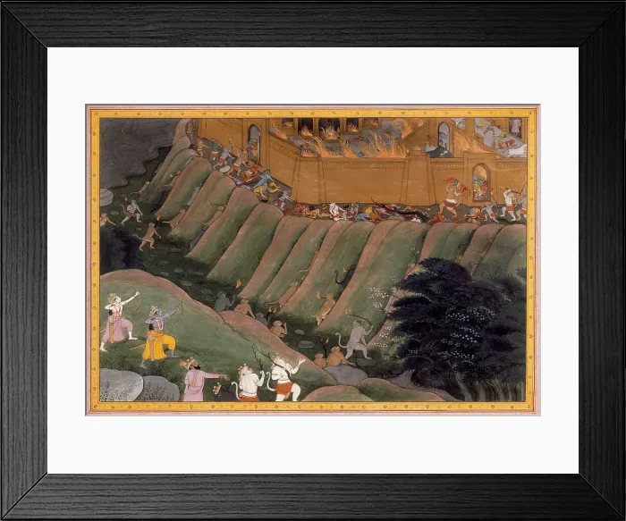 Framed Print : The Siege of Lanka, Folio from a Ramayana (Adventures of Rama), c1800. Creator: Unknown Framed Print : The Siege of Lanka, Folio from a Ramayana (Adventures of Rama), c1800. Creator: Unknown