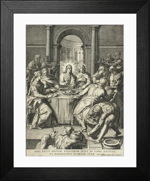 Framed Print : The Wedding at Cana, 1577. Creator: Cornelis Cort Framed Print : The Wedding at Cana, 1577. Creator: Cornelis Cort