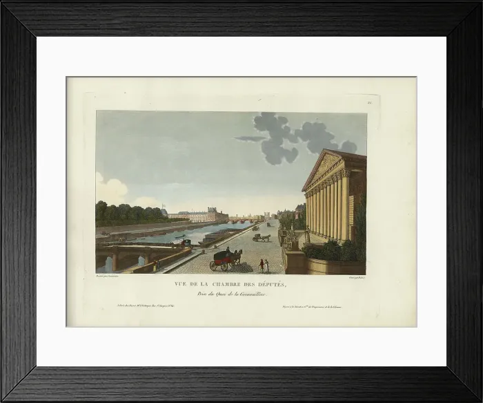 Framed Print : Vue de la Chambre des députés, prise du quai de la Grenouillère, 1817-1824. Creator: Courvoisier-Voisin, Henri (1757-1830) Framed Print : Vue de la Chambre des députés, prise du quai de la Grenouillère, 1817-1824. Creator: Courvoisier-Voisin, Henri (1757-1830)