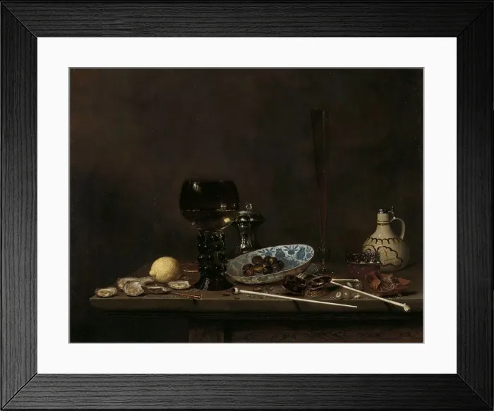 Framed Print : Still Life with Roemer, Flute Glass, Earthenware Jug and Pipes, 1651. Creator: Jan Jansz van de Velde Framed Print : Still Life with Roemer, Flute Glass, Earthenware Jug and Pipes, 1651. Creator: Jan Jansz van de Velde