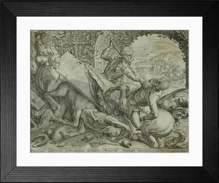 Framed Print : Hercules and the Centaurs, 1563. Creator: Cornelis Cort