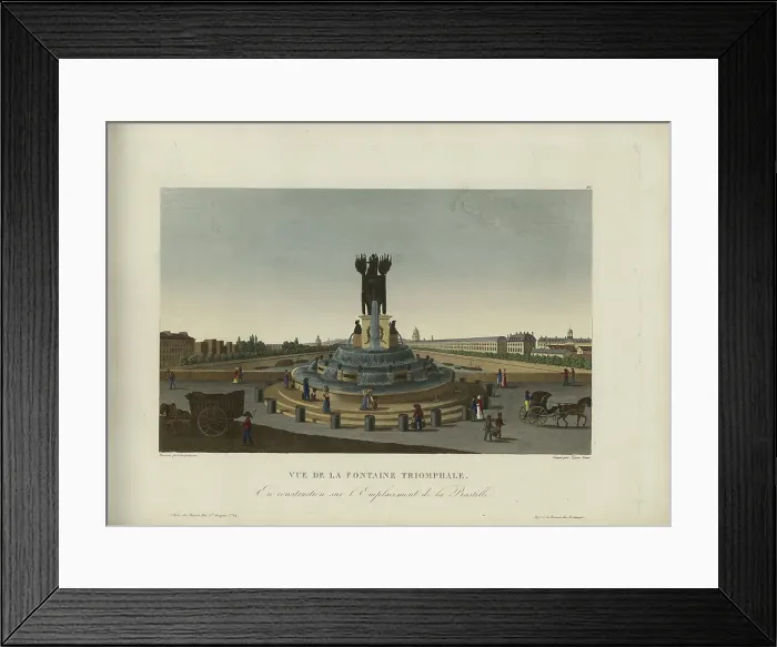 Framed Print : Vue de la fontaine triomphale en construction sur l'emplacement de la Bastille, 1817-1824. Creator: Courvoisier-Voisin, Henri (1757-1830) Framed Print : Vue de la fontaine triomphale en construction sur l'emplacement de la Bastille, 1817-1824. Creator: Courvoisier-Voisin, Henri (1757-1830)