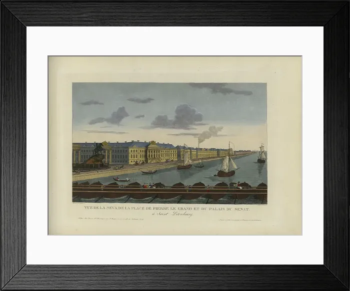 Framed Print : Vue de la Neva, de la place de Pierre-le-Grand et du palais du Sénat, à Saint-Pétersbourg, 1817-1824 Creator: Courvoisier-Voisin, Henri (1757-1830) Framed Print : Vue de la Neva, de la place de Pierre-le-Grand et du palais du Sénat, à Saint-Pétersbourg, 1817-1824 Creator: Courvoisier-Voisin, Henri (1757-1830)