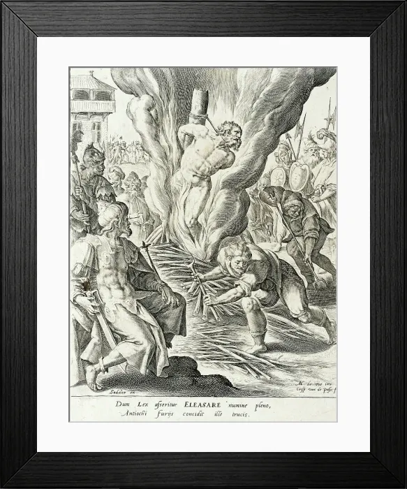 Framed Print : Eleazer killed by Antiochus, 1591. Creator: Crispijn de Passe I Framed Print : Eleazer killed by Antiochus, 1591. Creator: Crispijn de Passe I