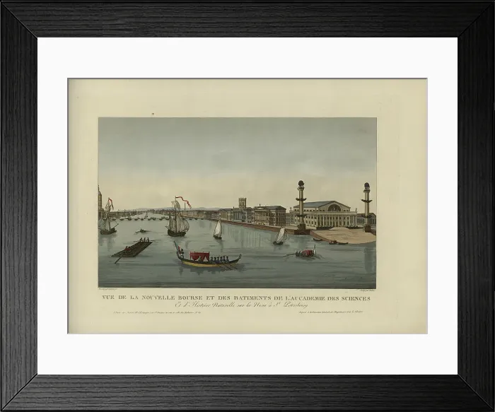 Framed Print : Vue de la nouvelle bourse et des bâtiments de l'académie des siences, et d'histoire... 1817-1824. Creator: Courvoisier-Voisin, Henri (1757-1830) Framed Print : Vue de la nouvelle bourse et des bâtiments de l'académie des siences, et d'histoire... 1817-1824. Creator: Courvoisier-Voisin, Henri (1757-1830)