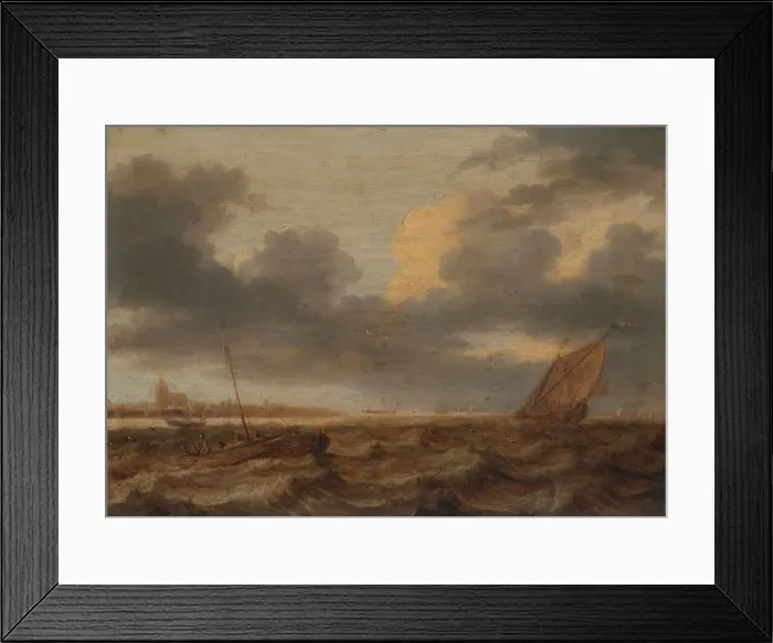 Framed Print : Fishing Boats in Choppy Waters, c.1630. Creator: Jan Porcellis Framed Print : Fishing Boats in Choppy Waters, c.1630. Creator: Jan Porcellis