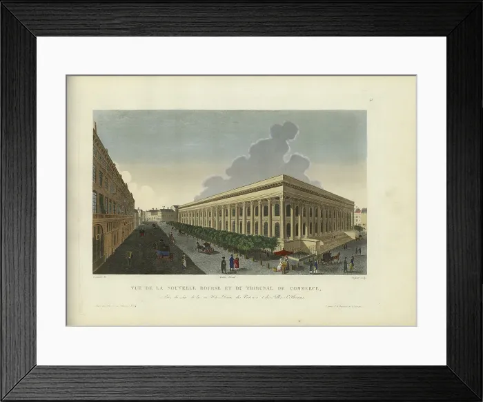Framed Print : Vue de la nouvelle Bourse et du tribunal de commerce, prise du coin de la rue Notre... 1817-1824. Creator: Courvoisier-Voisin, Henri (1757-1830) Framed Print : Vue de la nouvelle Bourse et du tribunal de commerce, prise du coin de la rue Notre... 1817-1824. Creator: Courvoisier-Voisin, Henri (1757-1830)