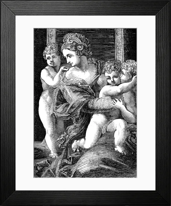 Framed Print : The Beaucousin Collection at the National Gallery - Charity, by F. Salviati, 1860. Creator: Unknown. The Beaucousin Collection at the National Gallery - Charity, by F. Salviati, 1860. Creator: Unknown