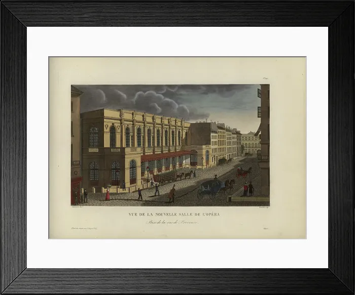 Framed Print : Vue de la nouvelle salle de l'opéra, prise de la rue de Provence, 1817-1824. Creator: Courvoisier-Voisin, Henri (1757-1830) Framed Print : Vue de la nouvelle salle de l'opéra, prise de la rue de Provence, 1817-1824. Creator: Courvoisier-Voisin, Henri (1757-1830)