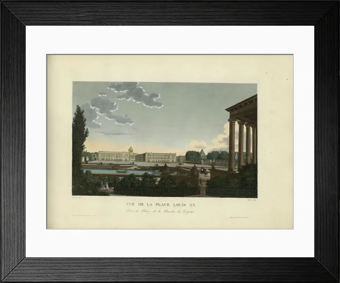 Framed Print : Vue de la place Louis XV, prise du palais de la Chambre des Députés, 1817-1824. Creator: Courvoisier-Voisin, Henri (1757-1830) Framed Print : Vue de la place Louis XV, prise du palais de la Chambre des Députés, 1817-1824. Creator: Courvoisier-Voisin, Henri (1757-1830)
