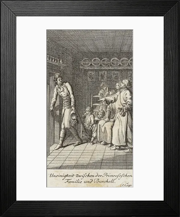 Framed Print : Plate 4 for Oliver Goldsmith's The Vicar of Wakefield, 1776. Creator: Daniel Berger Framed Print : Plate 4 for Oliver Goldsmith's The Vicar of Wakefield, 1776. Creator: Daniel Berger