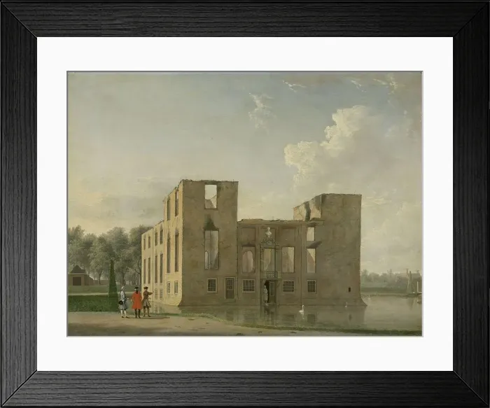Framed Print : Rear View of Berckenrode Castle in Heemstede after the Fire, 1747. Creator: Jan ten Compe Framed Print : Rear View of Berckenrode Castle in Heemstede after the Fire, 1747. Creator: Jan ten Compe