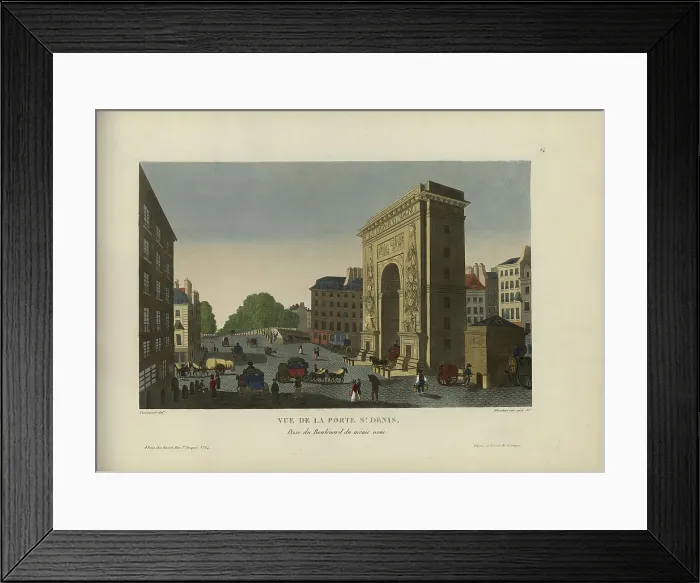 Framed Print : Vue de la Porte Saint-Denis, prise du boulevard du même nom, 1817-1824. Creator: Courvoisier-Voisin, Henri (1757-1830) Framed Print : Vue de la Porte Saint-Denis, prise du boulevard du même nom, 1817-1824. Creator: Courvoisier-Voisin, Henri (1757-1830)