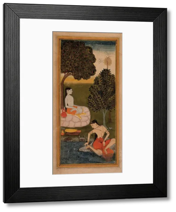 Framed Print : An Ascetic and a Woman Plucking a Thorn from her Foot (recto)... between 1600 and 1625 Creator: Unknown Framed Print : An Ascetic and a Woman Plucking a Thorn from her Foot (recto)... between 1600 and 1625 Creator: Unknown