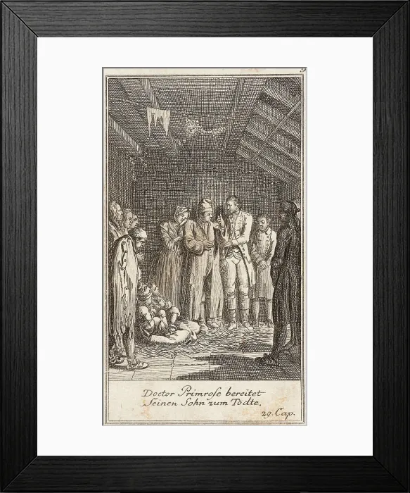 Framed Print : Plate 9 for Oliver Goldsmith's The Vicar of Wakefield, 1776. Creator: Daniel Berger Framed Print : Plate 9 for Oliver Goldsmith's The Vicar of Wakefield, 1776. Creator: Daniel Berger
