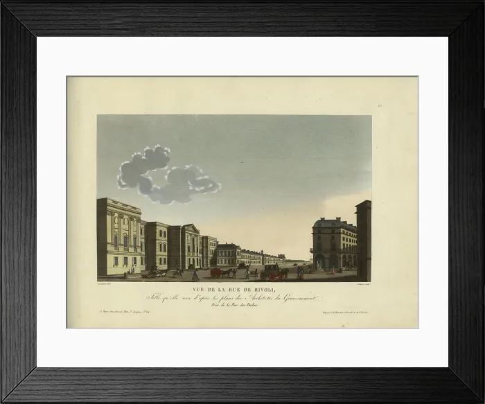 Framed Print : Vue de la rue de Rivoli, telle qu'elle sera d'après les plans des architectes du... 1817-24. Creator: Courvoisier-Voisin, Henri (1757-1830) Framed Print : Vue de la rue de Rivoli, telle qu'elle sera d'après les plans des architectes du... 1817-24. Creator: Courvoisier-Voisin, Henri (1757-1830)