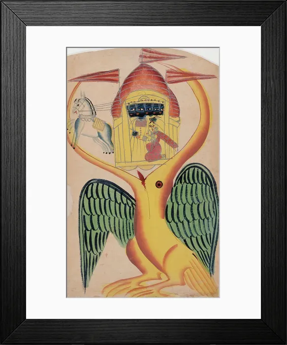 Framed Print : Jatayu's Attempt to Foil Sita's Abduction, Folio from a Vaidehisha Vilasa... between 1875 and 1900. Creator: Unknown Framed Print : Jatayu's Attempt to Foil Sita's Abduction, Folio from a Vaidehisha Vilasa... between 1875 and 1900. Creator: Unknown