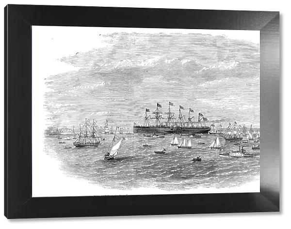 The Arrival of the 'Great Eastern' at New York - from a sketch taken on the Jersey side by E. Hall, Creator: Unknown. The Arrival of the 'Great Eastern' at New York - from a sketch taken on the Jersey side by E. Hall, Creator: Unknown