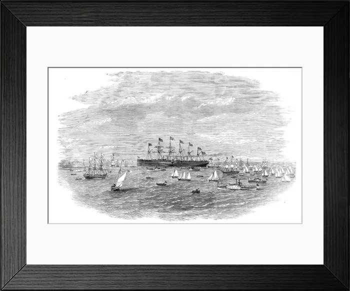 Framed Print : The Arrival of the Great Eastern at New York - from a sketch taken on the Jersey side by E. Hall, Creator: Unknown. The Arrival of the Great Eastern at New York - from a sketch taken on the Jersey side by E. Hall, Creator: Unknown Framed Print : The Arrival of the Great Eastern at New York - from a sketch taken on the Jersey side by E. Hall, Creator: Unknown. The Arrival of the Great Eastern at New York - from a sketch taken on the Jersey side by E. Hall, Creator: Unknown