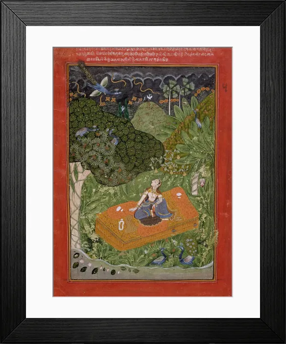 Framed Print : The Anxious or Expectant Heroine (Utka Nayika), Folio from a Rasikapriya... c1760 or later. Creator: Unknown Framed Print : The Anxious or Expectant Heroine (Utka Nayika), Folio from a Rasikapriya... c1760 or later. Creator: Unknown