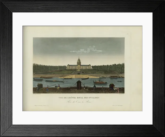 Framed Print : Vue de l'hôtel royal des Invalides, prise du Cours-la-Reine, 1817-1824. Creator: Courvoisier-Voisin, Henri (1757-1830) Framed Print : Vue de l'hôtel royal des Invalides, prise du Cours-la-Reine, 1817-1824. Creator: Courvoisier-Voisin, Henri (1757-1830)