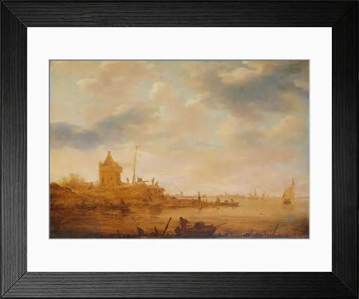 Framed Print : River View with Sentry Post, 1644. Creator: Jan van Goyen Framed Print : River View with Sentry Post, 1644. Creator: Jan van Goyen