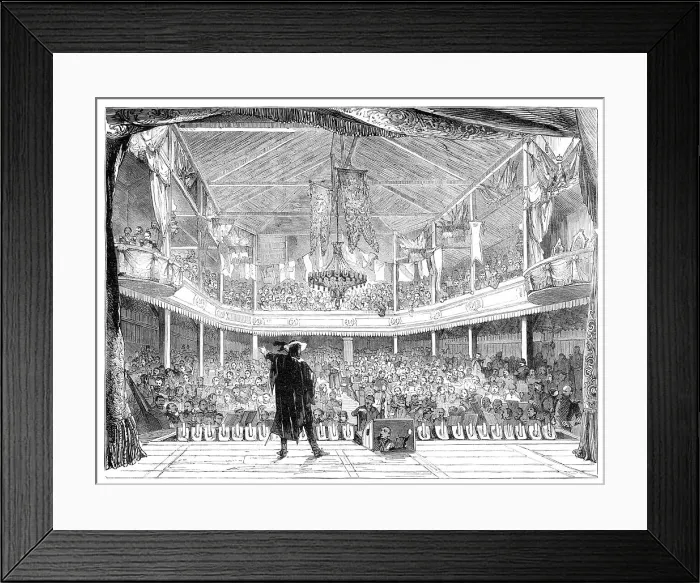 Framed Print : Interior of the Soldiers Theatre at Mourmelon-le-Grand, Chalons Camp... 1860. Creator: Unknown Framed Print : Interior of the Soldiers Theatre at Mourmelon-le-Grand, Chalons Camp... 1860. Creator: Unknown