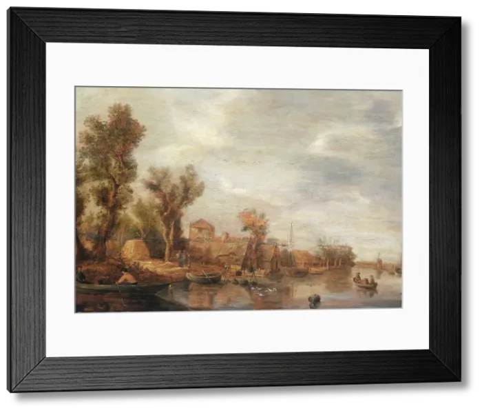 Framed Print : River View, after c.1630. Creator: Follower of Jan van Goyen Framed Print : River View, after c.1630. Creator: Follower of Jan van Goyen