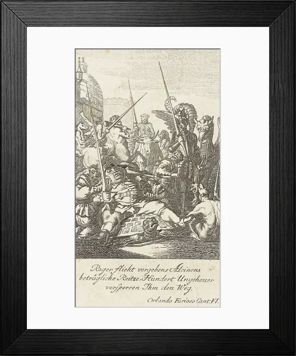 Framed Print : Plate 1 for Ariosto's Orlando Furioso, 1772. Creator: Daniel Berger Framed Print : Plate 1 for Ariosto's Orlando Furioso, 1772. Creator: Daniel Berger